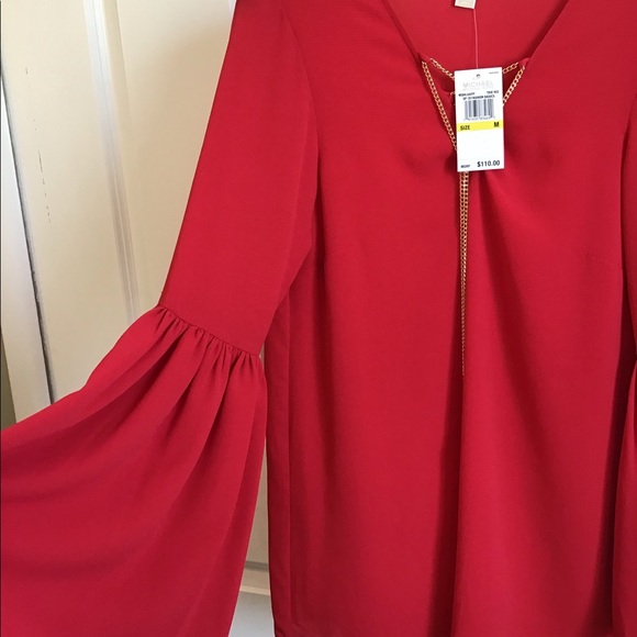 Michael kors red chain blouse NWT size M - Picture 3 of 6